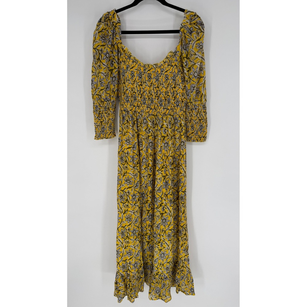 ANTIK BATIK MARIA BUSTIER‎ DRESS YELLOW SMALL COTTAGECORE BOHEMIAN MILKMAID